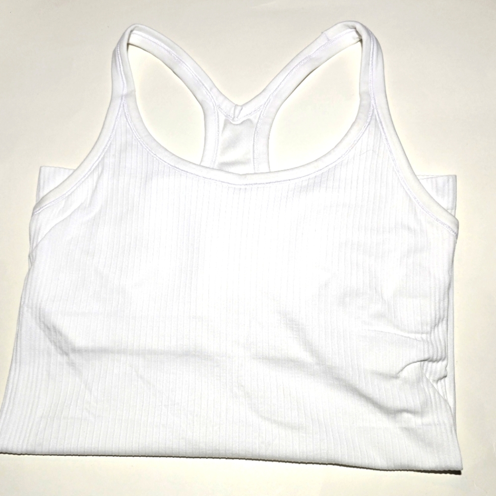 Lululemon Athletica White Ribbed Tank